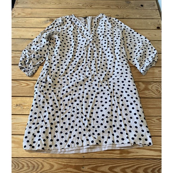 Ann Taylor Polka Dot 3/4 Sleeve Dress Size Small Women’s Tan - Picture 1 of 7